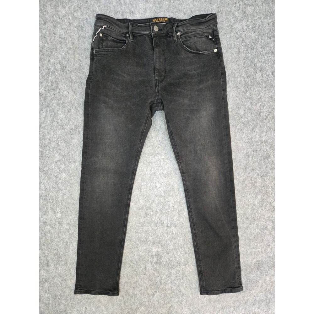 REPLAY Men's Stretch Selvedge Jeans Sz 32 x 29 Black Denim Japan